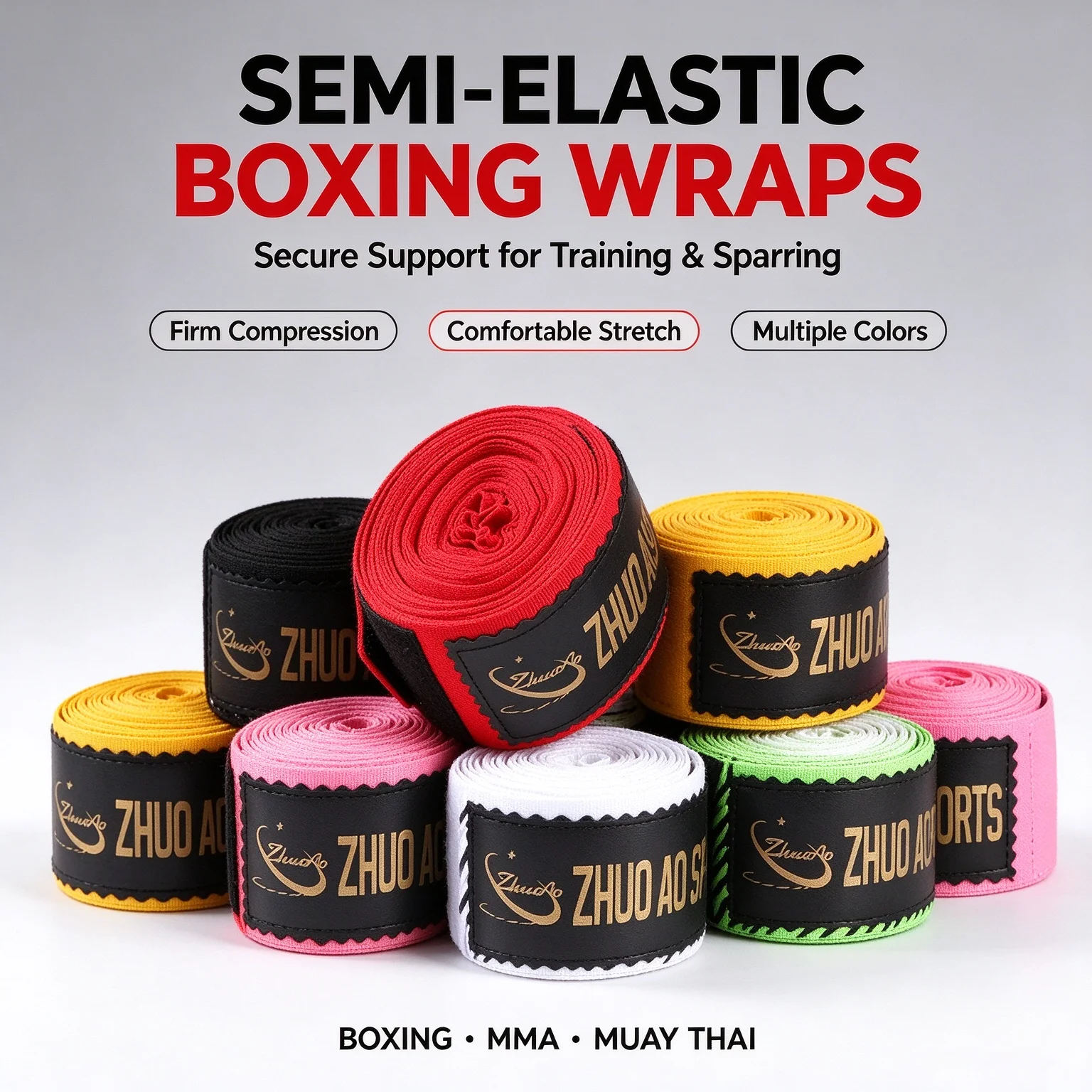 Printed Boxing Hand Wraps 3/5 Meter Semi-Elastic Hand Bandages Wrist Support Straps for MMA Muay Thai Kickboxing Boxing Training