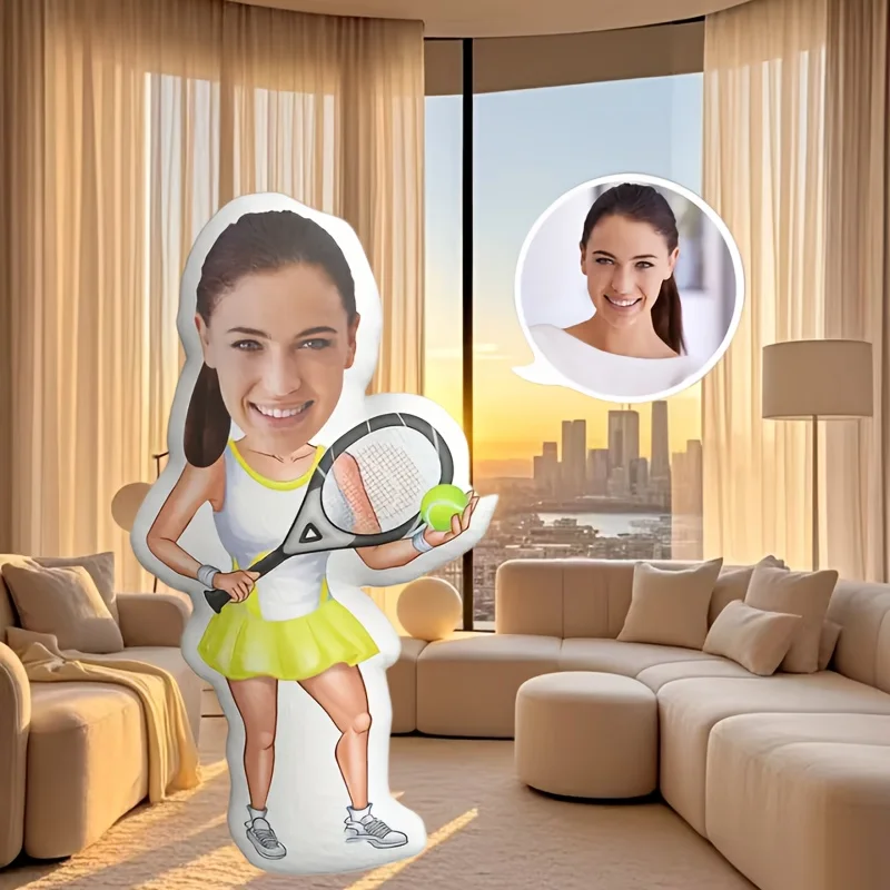 Customized Tennis Player Pillow, Casual Style Digital Double-Sided Printed Design, Unique Gift for Tennis Enthusiasts, All-Seaso