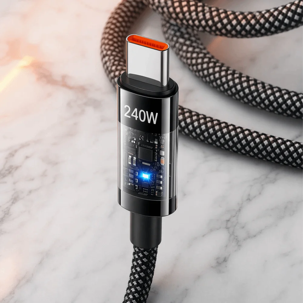240W Super Fast Charging Wire Braided Nylon USB to Type C Cable Charging Cable 1/1.5/2m Phone Accessories for Huawei/Honor