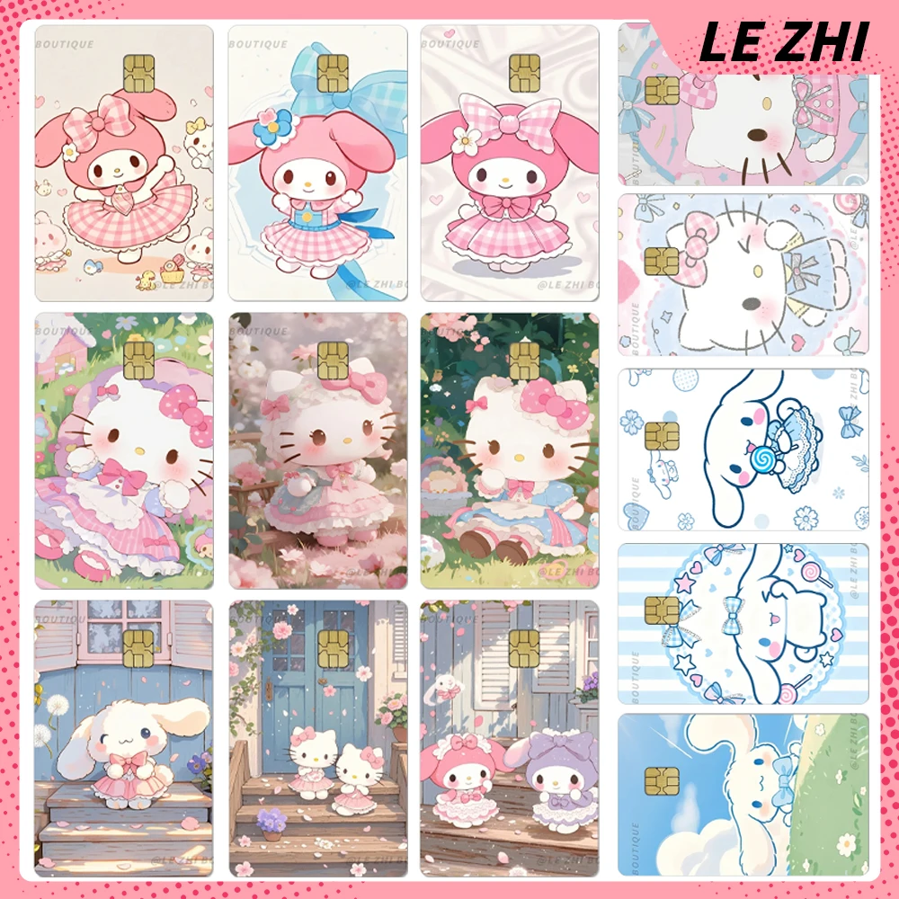 

Sanrio Hello Kitty My Melody Cinnamoroll Credit Debit Card Party Sticker Anime Pvc Waterproof Bank Card Bus Metro Sticker Gift