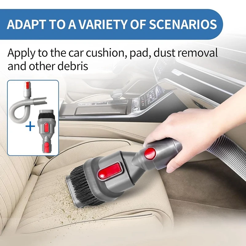 For Dyson V15 V11 V10 V7 V8 Vacuum Cleaner Accessories Flexible Extension Hose Mattress Tool Stiff Brush Soft Bristle Attachment