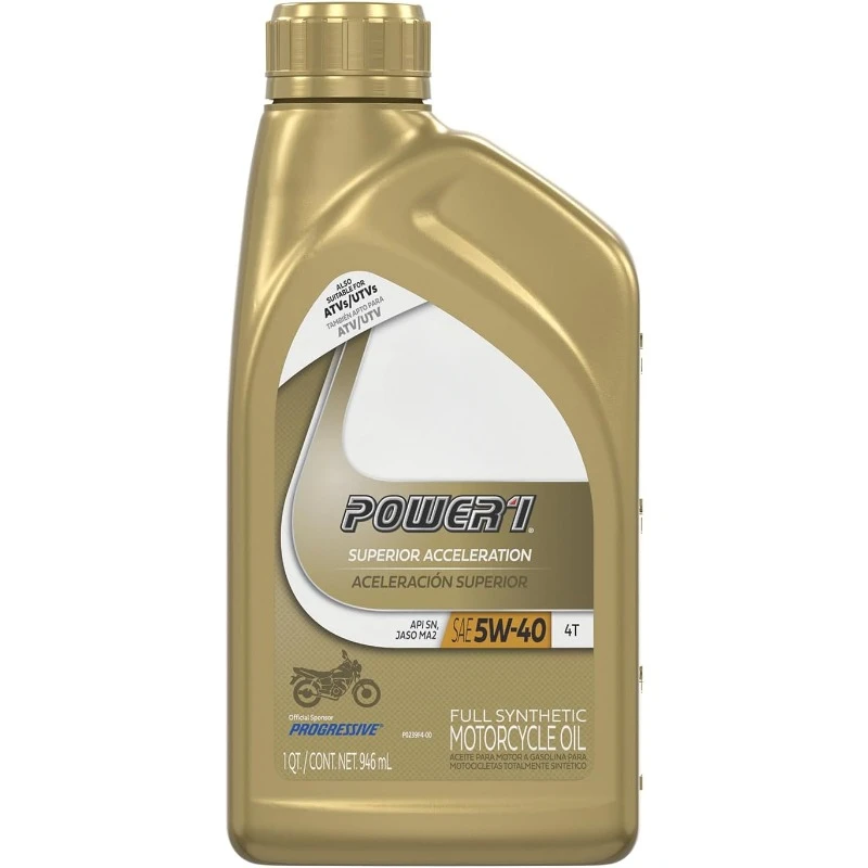 home.Power1 4T 5W-40 Full Synthetic Motorcycle Oil, 1 Quart, Pack of 6