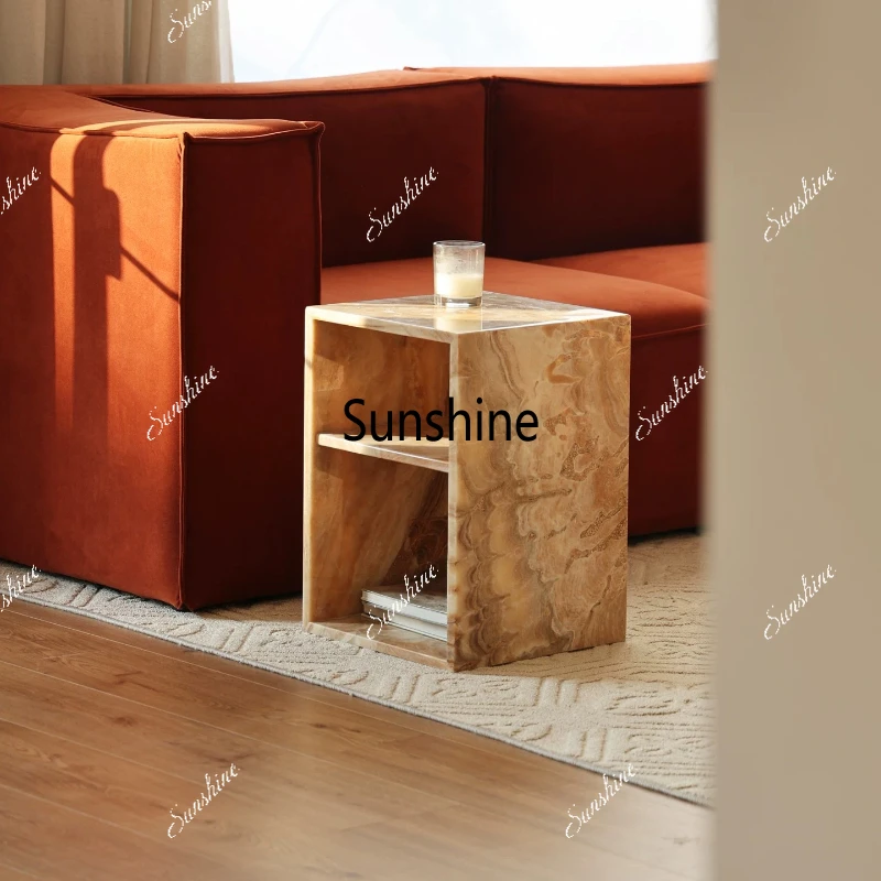 

Living room marble coffee table, French light luxury corner table, square bedside table