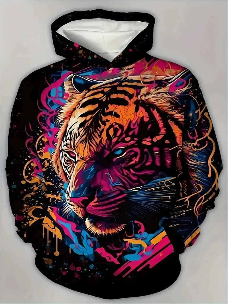 

Fall 3D Print Animal Tiger Pattern Men's Hoodie Autumn Daily Casual Loose Comfortable Tops Outdoor Street Long Sleeve Sweatshirt