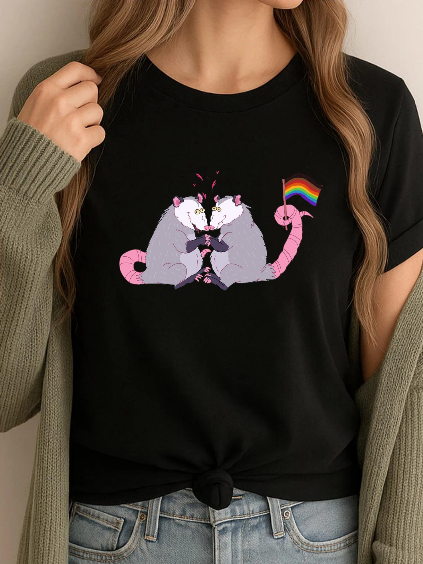 

Гей-опосумы, графические футболки, забавная рубашка в стиле аниме, женские хлопковые футболки с рисунком, модные и модные новые рубашки и футболки