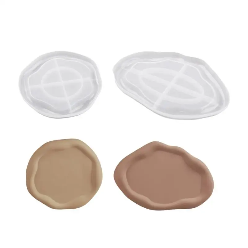 2Pieces Silicone Resin Tray Molds Irregular Crafting Molds Resin Plate Molds Jewelry Dish Moulds Stand Moulds