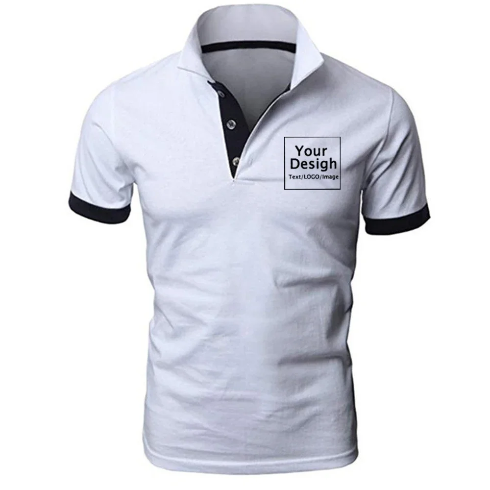 Polo personalizado para hombre, Camiseta ajustada de manga corta con solapa y diseño de tu propio logotipo, informal, de negocios, a la moda,