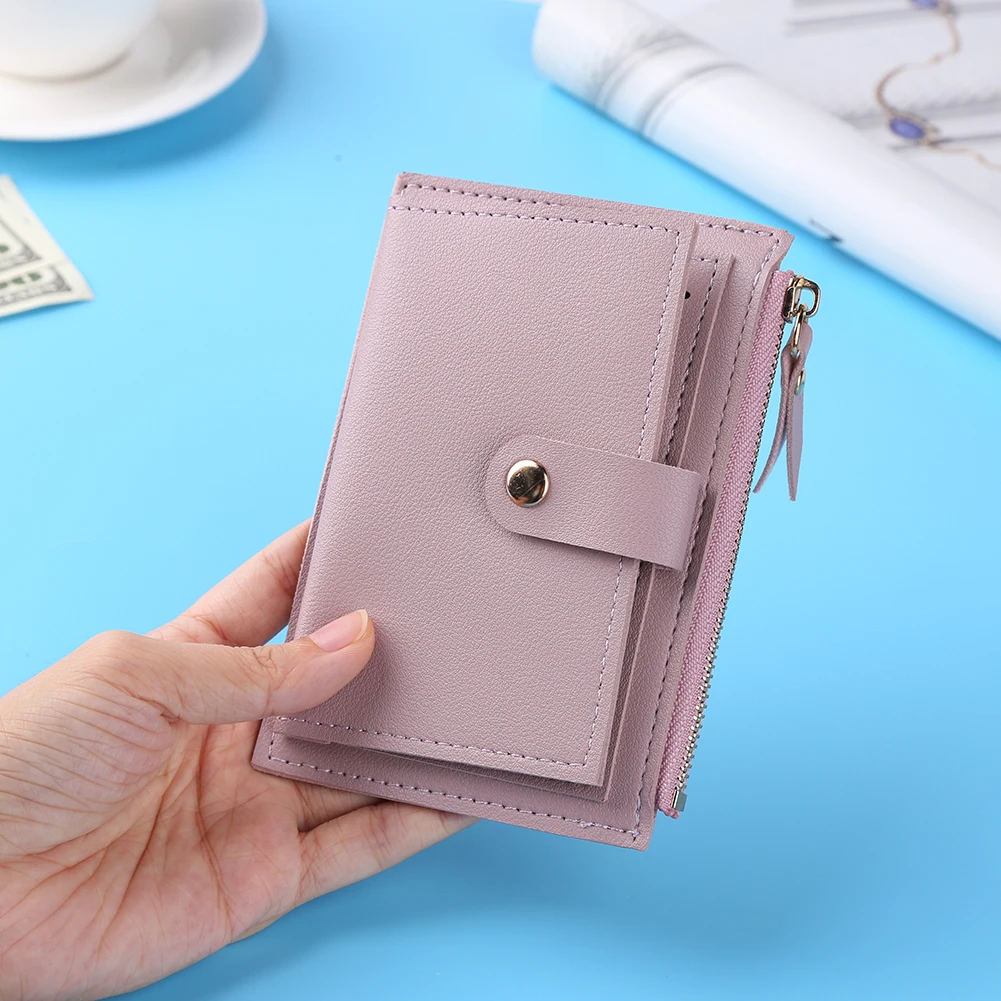 

1Pcs Small Wallet Credit Multi-Card Holders Package Fashion PU Function Zipper Ultra-thin Organizer Case Student Women Wallet