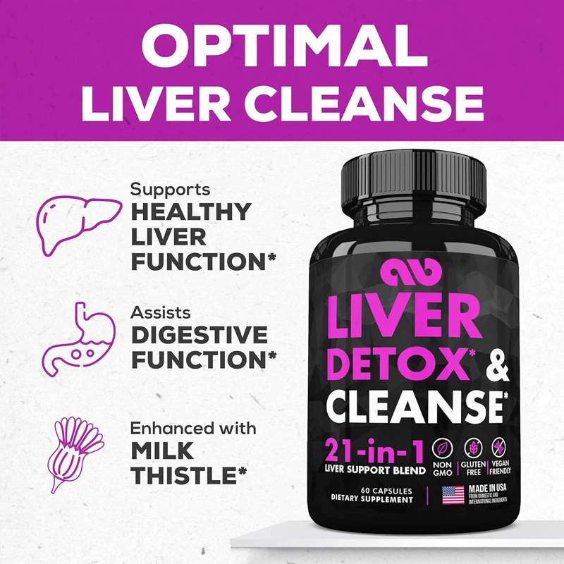 Liver cleansing, detoxification, and repair support - Milk thistle liver detoxification formula -60 capsules