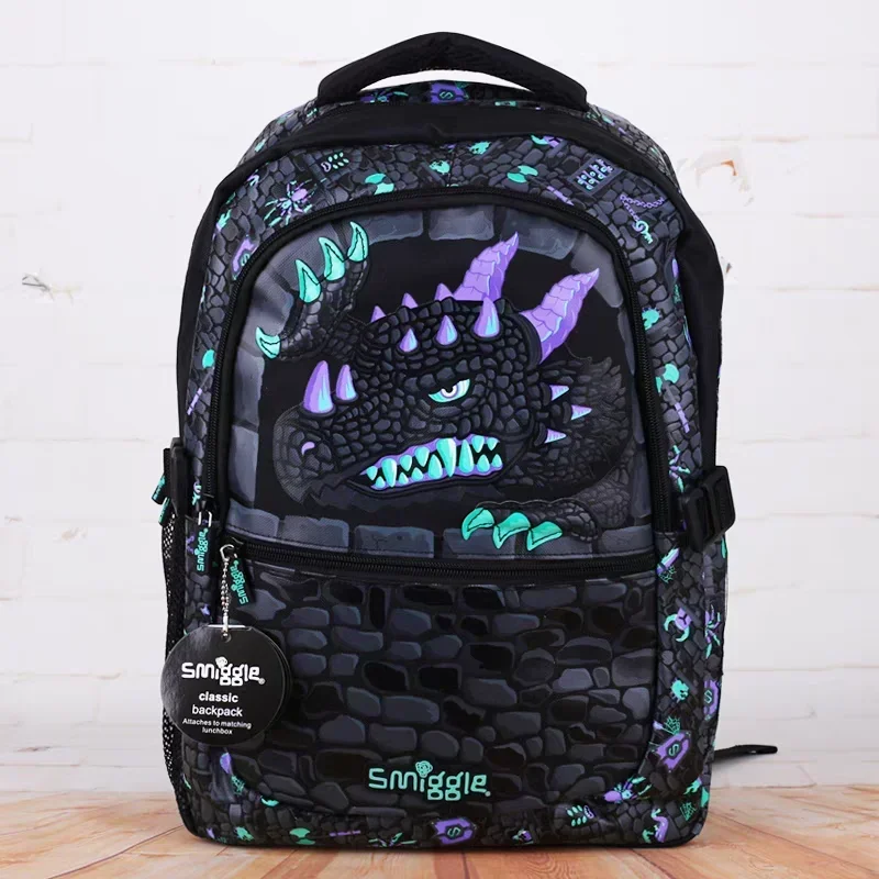 Genuine Australian Smiggle Backpack, Children'S Black Dragon Tutoring, Stress Relief, Ultra Light Backpack Wallet, Student Gift