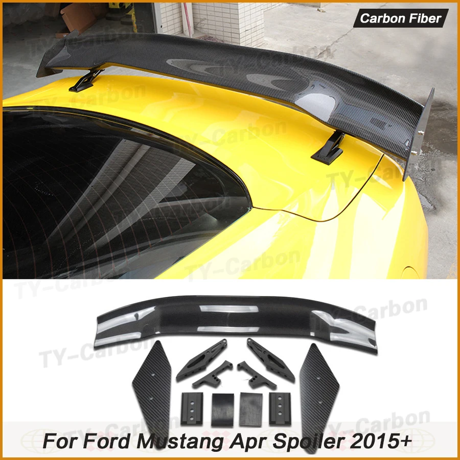 Real Carbon Fiber Rear Spoiler Boot Trunk Wings for Ford Mustang GT V8 V6 Coupe 2015 -2022 FRP APR Style Spoiler Car Styling