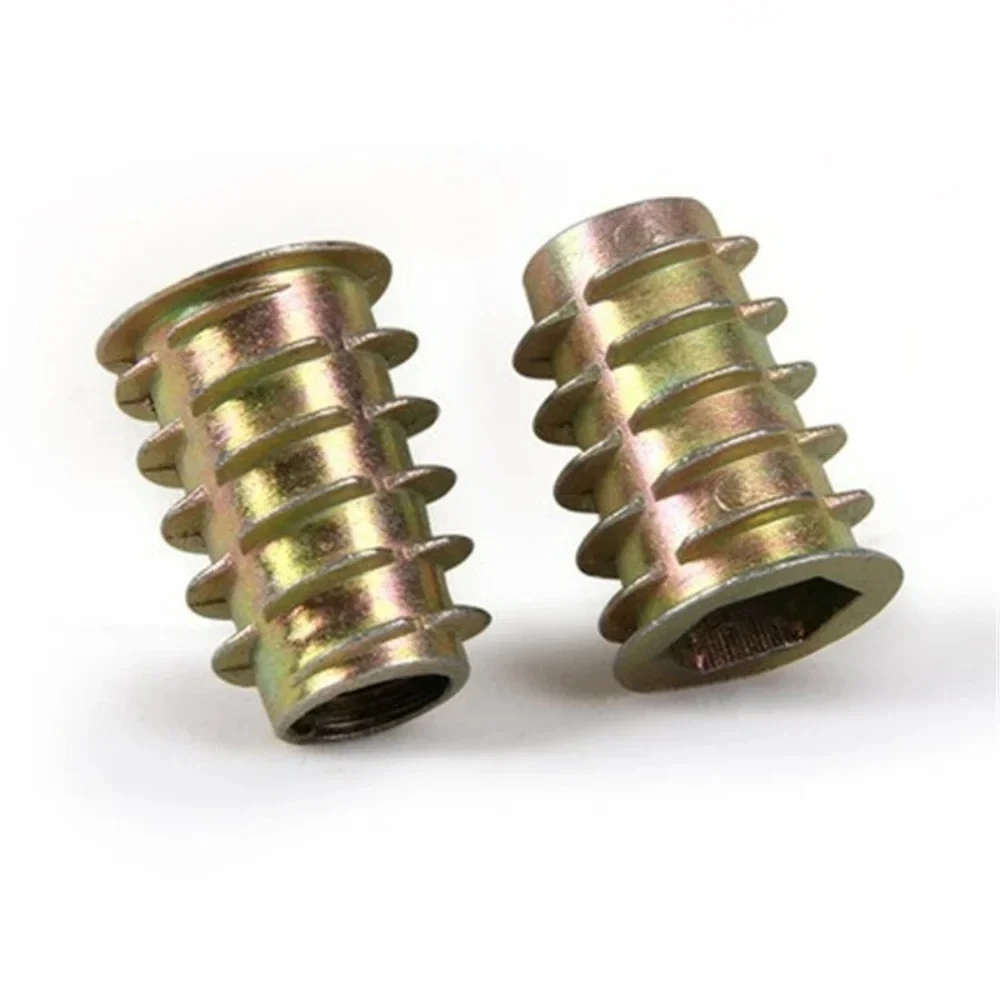 10 Stück M4 M5 M6 M8 Zinklegierung Gewinde für Holzeinsteckmuttern, Flansch-Sechskant-Möbelmuttern, Länge 8mm bis 25mm – Detail 2