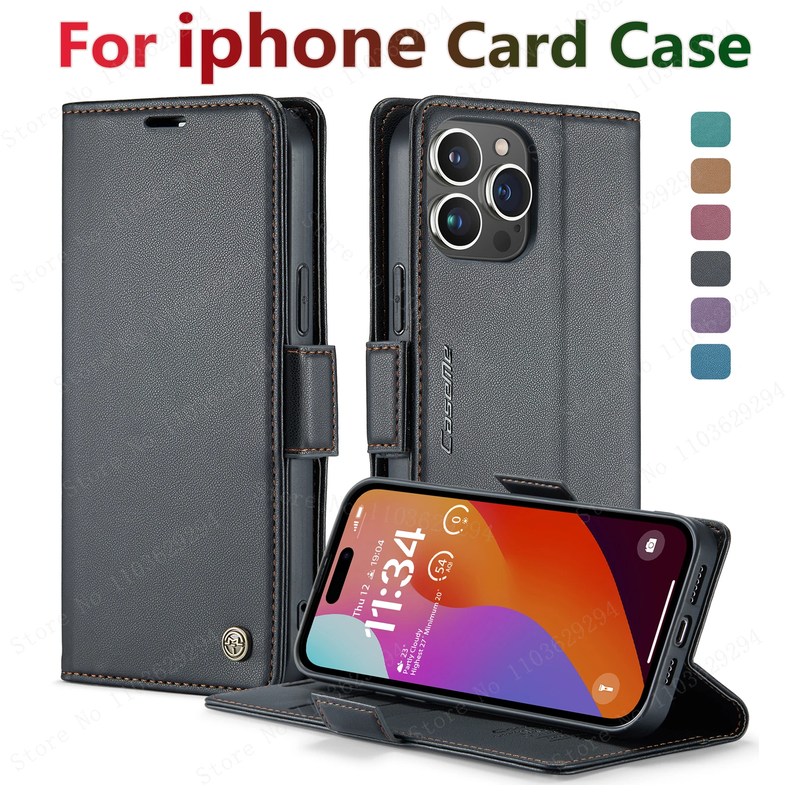 

Iphone 16 Pro Max Case Iphone 11 12 13 14 15 Pro Max SE X XR XS 8 7 6 6S Plus Card holder Wallet cover With Leather Phone Case