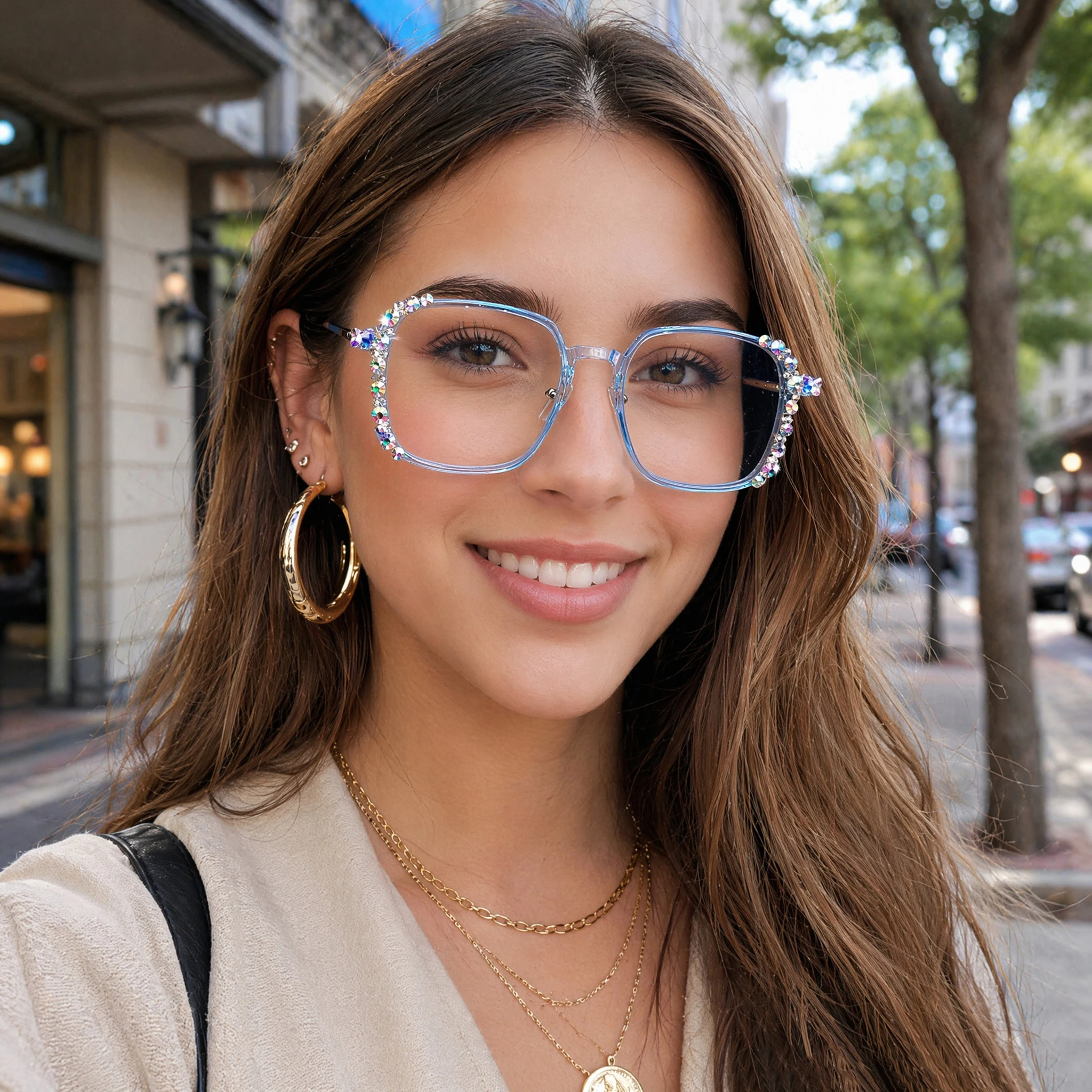 Diamond Jewelry Color-changing Myopia Anti-blue Light Glasses, Fashionable, High-end, Luxurious, Heavy-duty Design 2055-2