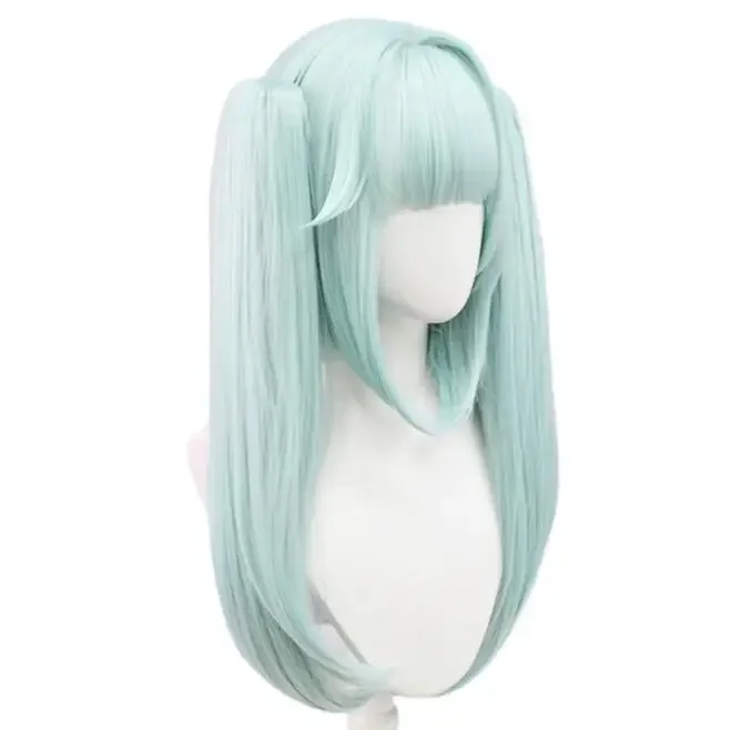 Anime Cosplay Wig Cosplay Wig Double Ponytails Cyan-blue Wig Cosplay Heat Resistant Synthetic Wigs