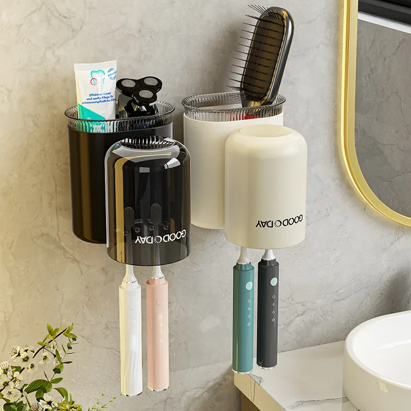 Washing Cup Toothbrush Holder Wall Mounted Toothpaste Shaver Storage Multifunctional Household Bathroom Accessories Storage Rack