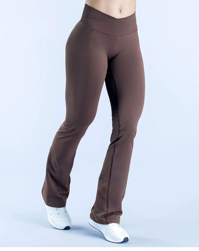 Vision Flares Damen Nahtlose Gym-Yoga-Hose mit hohem Kreuzbund, modische Sportleggings, Fitness-Workout-Hose mit weitem Bein – Detail 24