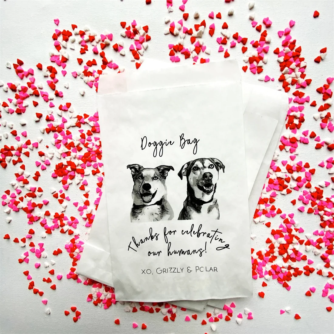 50PCS Custom Wedding Dog Cat Photo Name Favors Bags | Custom Pet Favor Bags