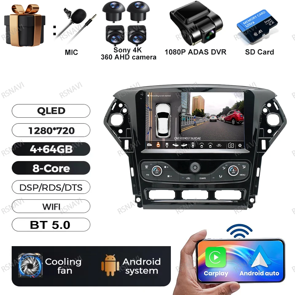 Autoradio Android 15 Voor Ford Mondeo MK4 2007-2014 DVD Viedo Speler BT 4G LTE GPS DSP Head Unit multimedia Stereo Navigatie