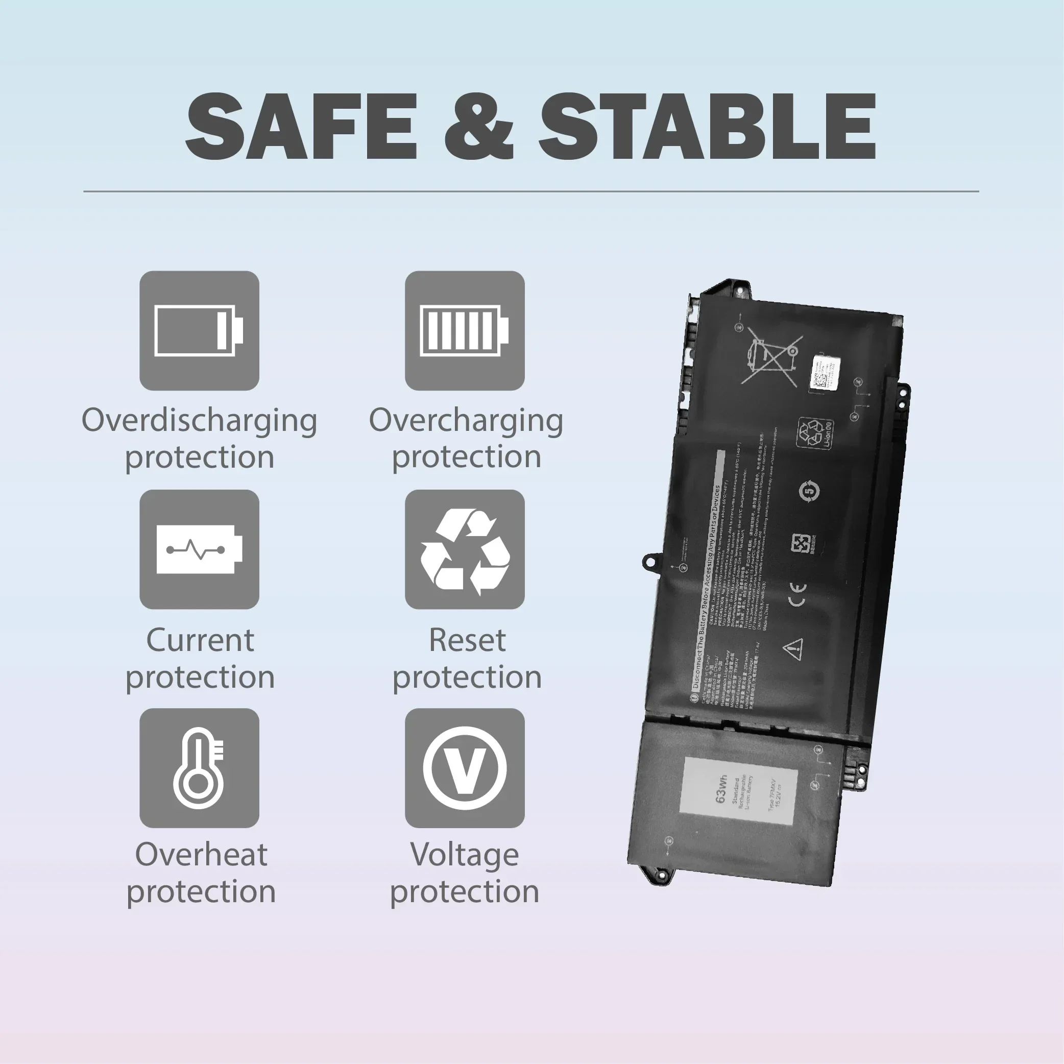 【توصيل سريع 】جديد 7FMXV مناسب لبطارية الكمبيوتر المحمول Dell Latitude 14 7320 7420 7520 5320 9JM71