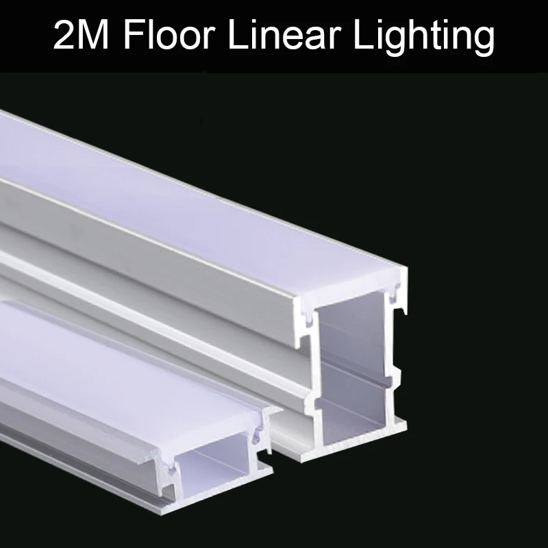 Recessed LED Light Strip For Floor Linear Lighting 2m Inground Aluminum LED Profile Staircase Underground Channel Diffuser