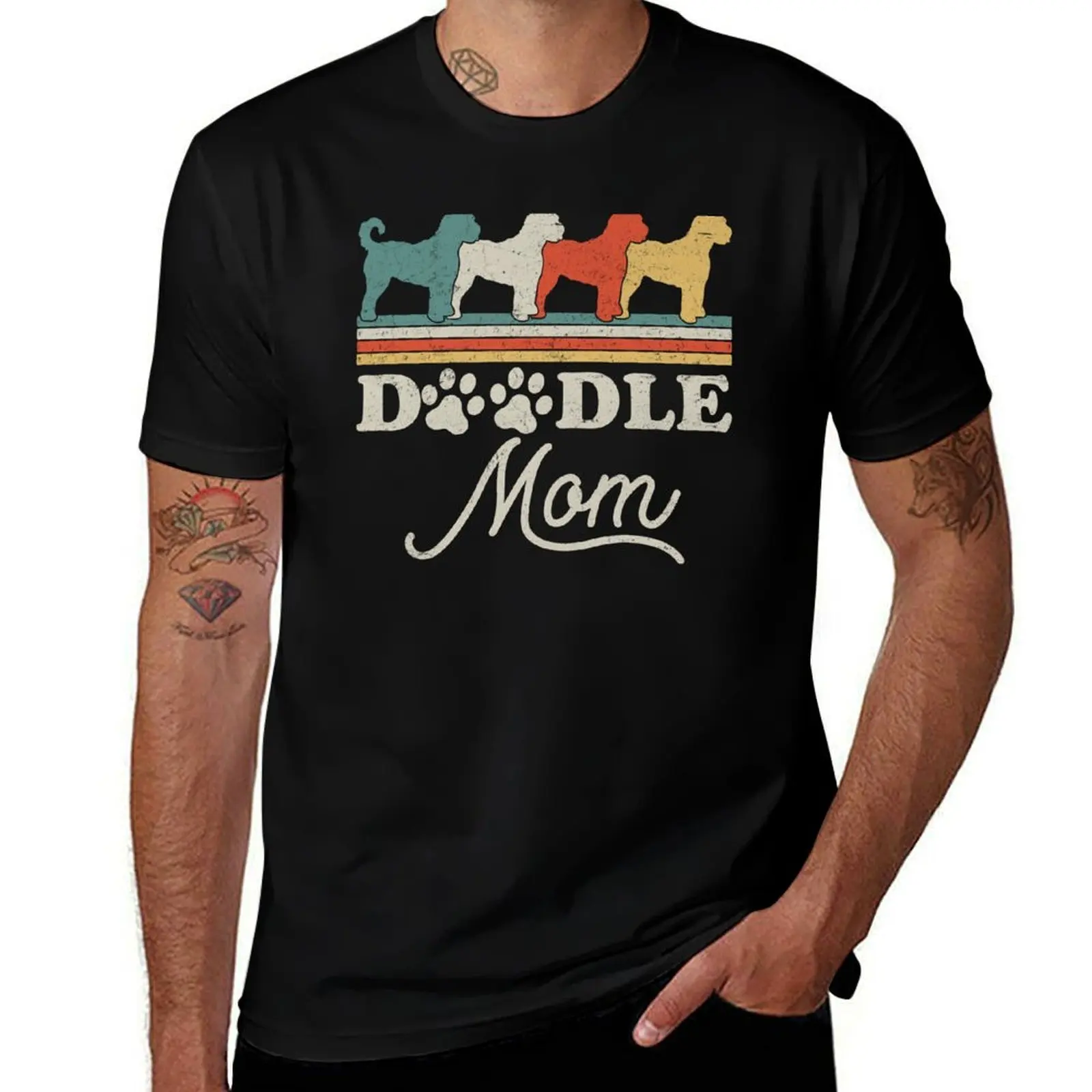 

Doodle Mom- Retro Doodle Mama - Goldendoodle Owner T-Shirt man t shirt heavy cotton t shirts for man cotton soft T-Shirt