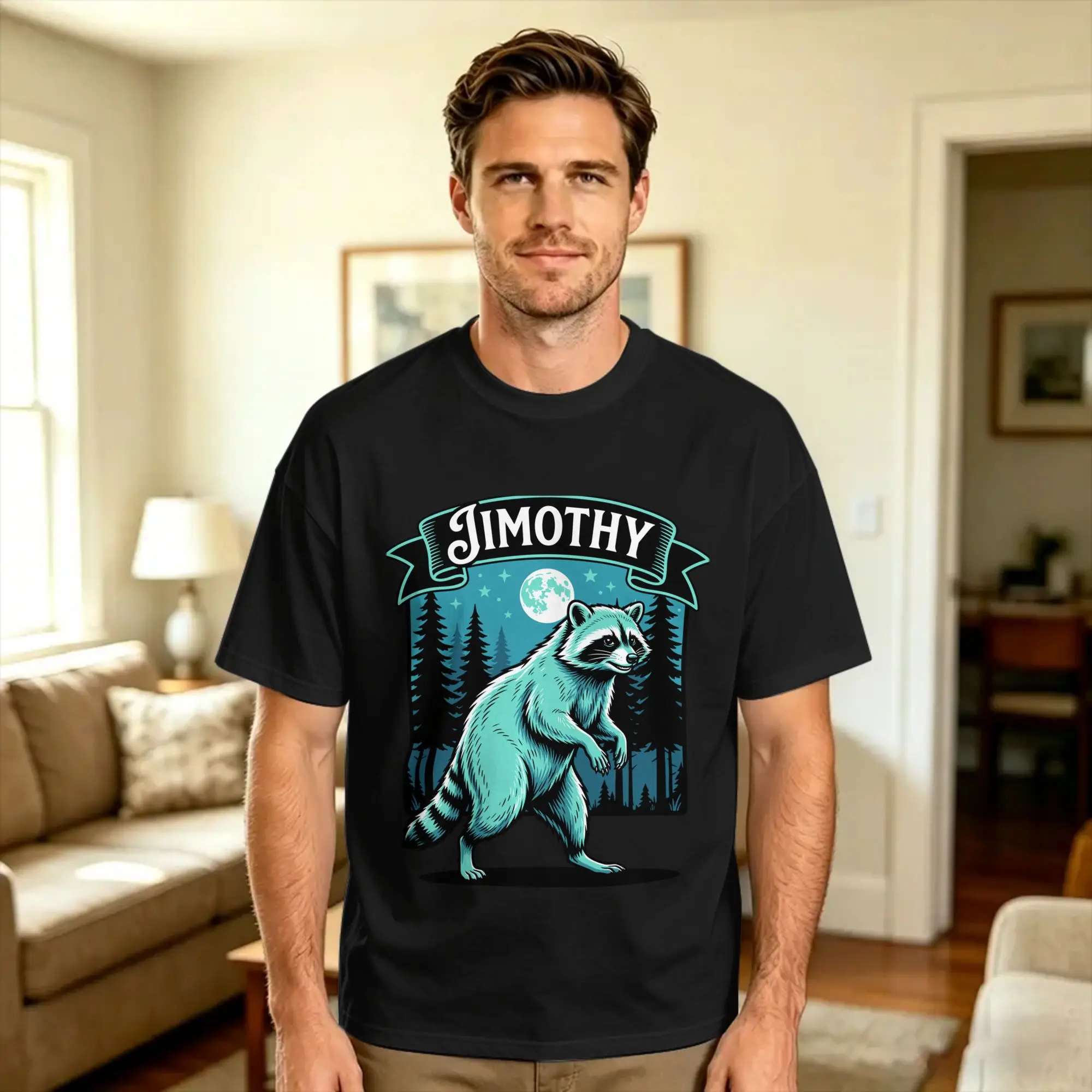 Jimothy Viral Raccoon Funny Trash Panda Wildlife T Shirt Summer  Hippie T-Shirts 100% Cotton O Neck Oversized Tees Short-Sleeved