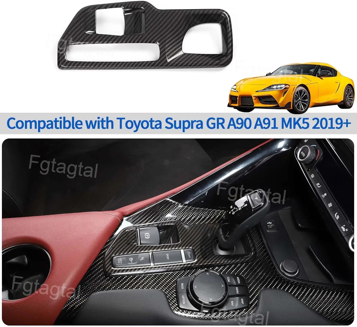 

Carbon Fiber Gear Shift Panel Frame Trim For Toyota GR Supra A90 A91 MK5 2019-2025 Cover Anti-Scratch Guard Cover Accessories