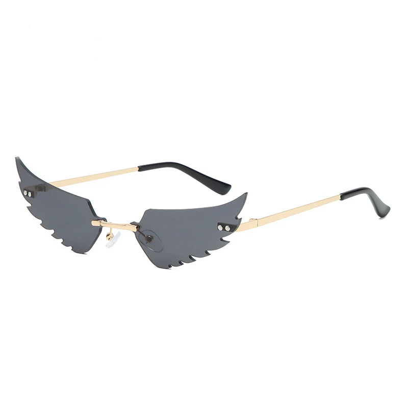 2024 new rimless glasses personalised wings runway fashion women's sunglasses