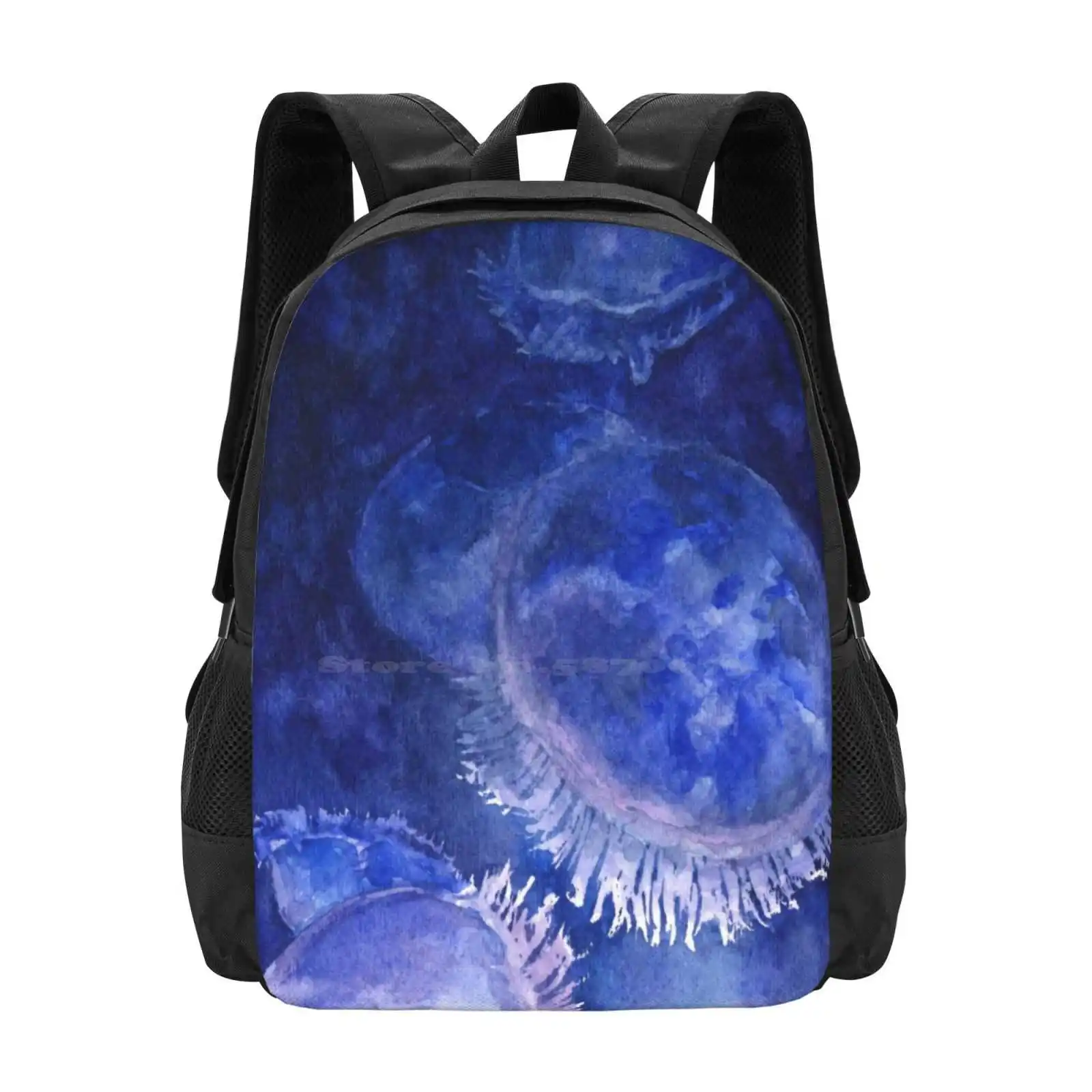 Watercolor Moon Jellyfish At The Seattle Aquarium Hot Sale Backpack Fashion Bags Pruple Watercolor Jellyfish Moon Jellies