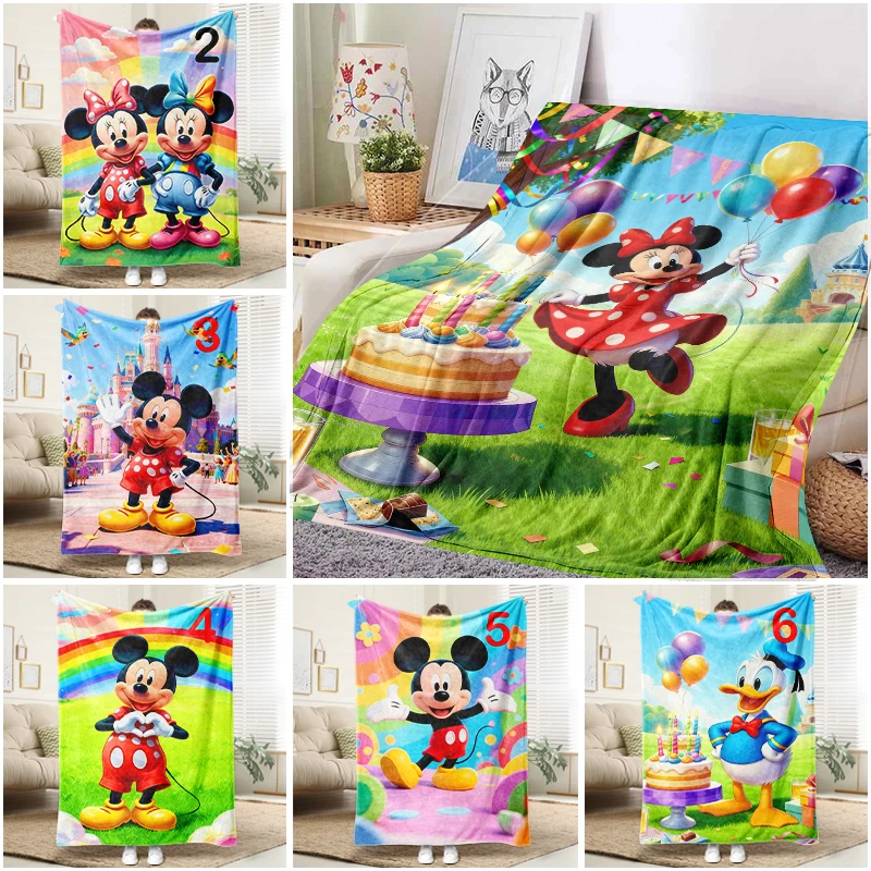 

Disney Minnie Mouse Birthday Blanket Flannel Throw Warm Sofa Bed Cover Home Decor