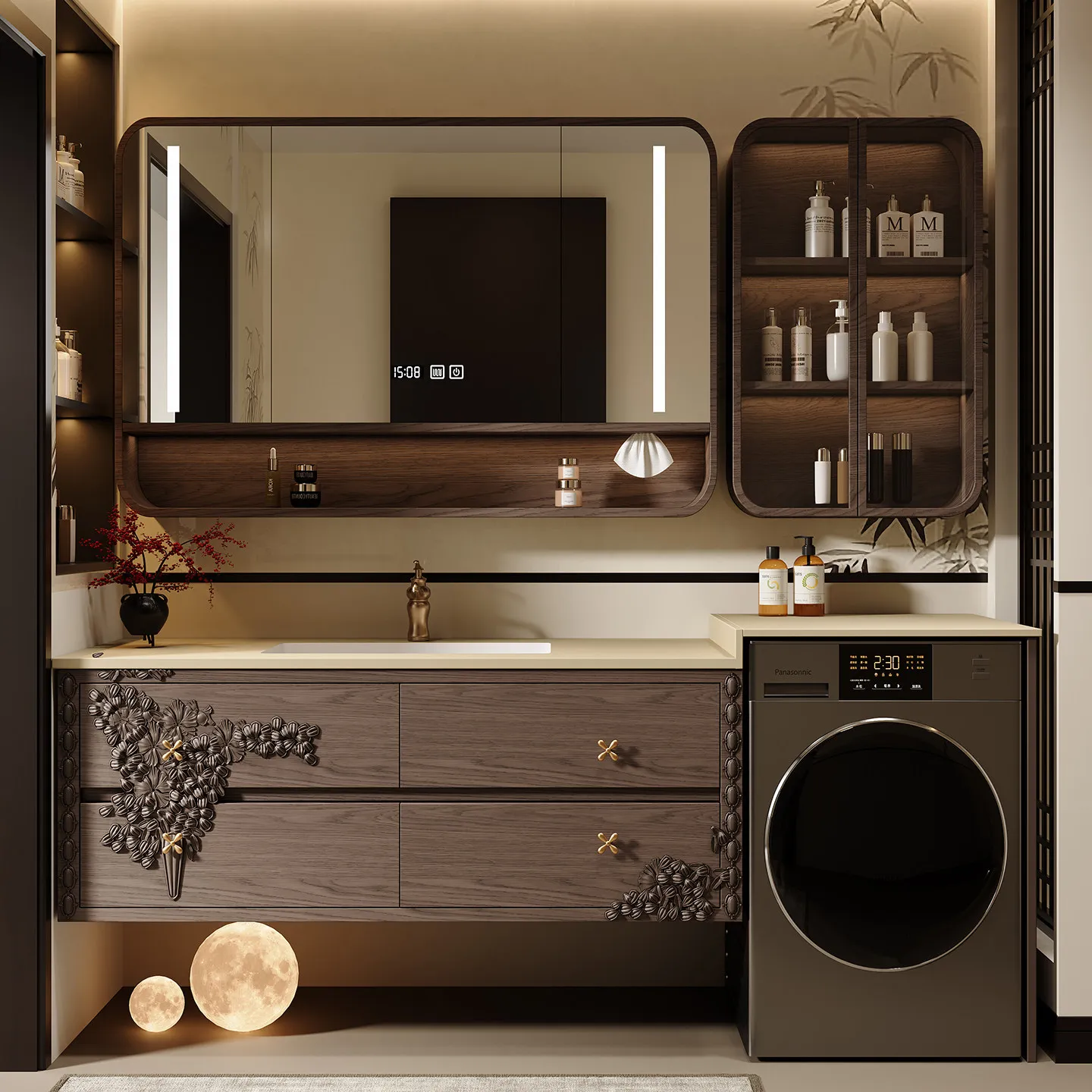 

Washing machine cabinet combination, bathroom bathroom cabinet, hand wash basin