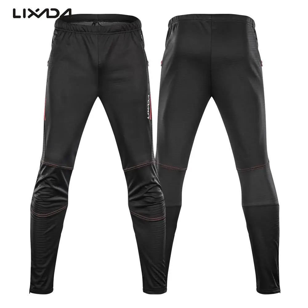 Lixada Men's Waterproof Cycle Pants Thermal Fleece Windproof Winter Bike Riding Running Sports Pants Trousers