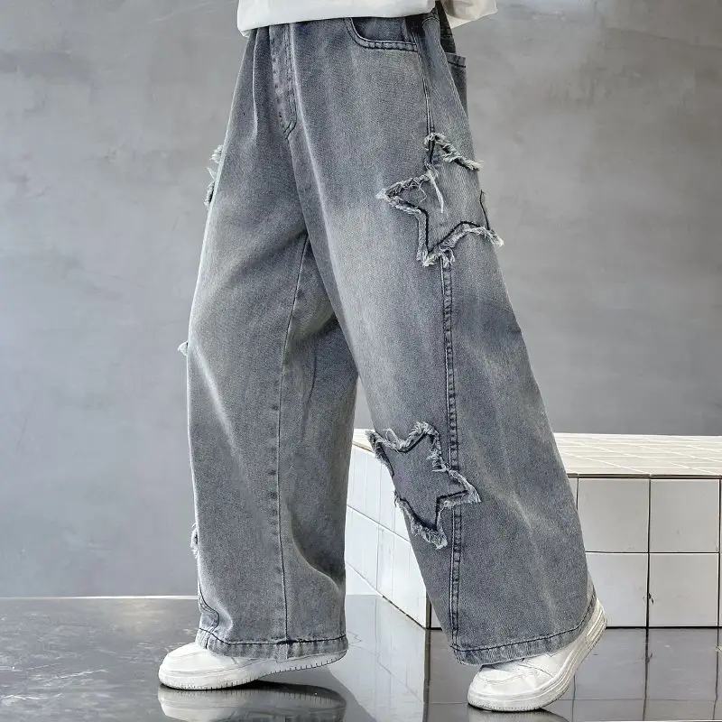 

Premium Quality Boys' Lightweight Mosquito-Repellent Denim Pants 2025 Summer Wide-Leg Loose Fit Kids' Jeans