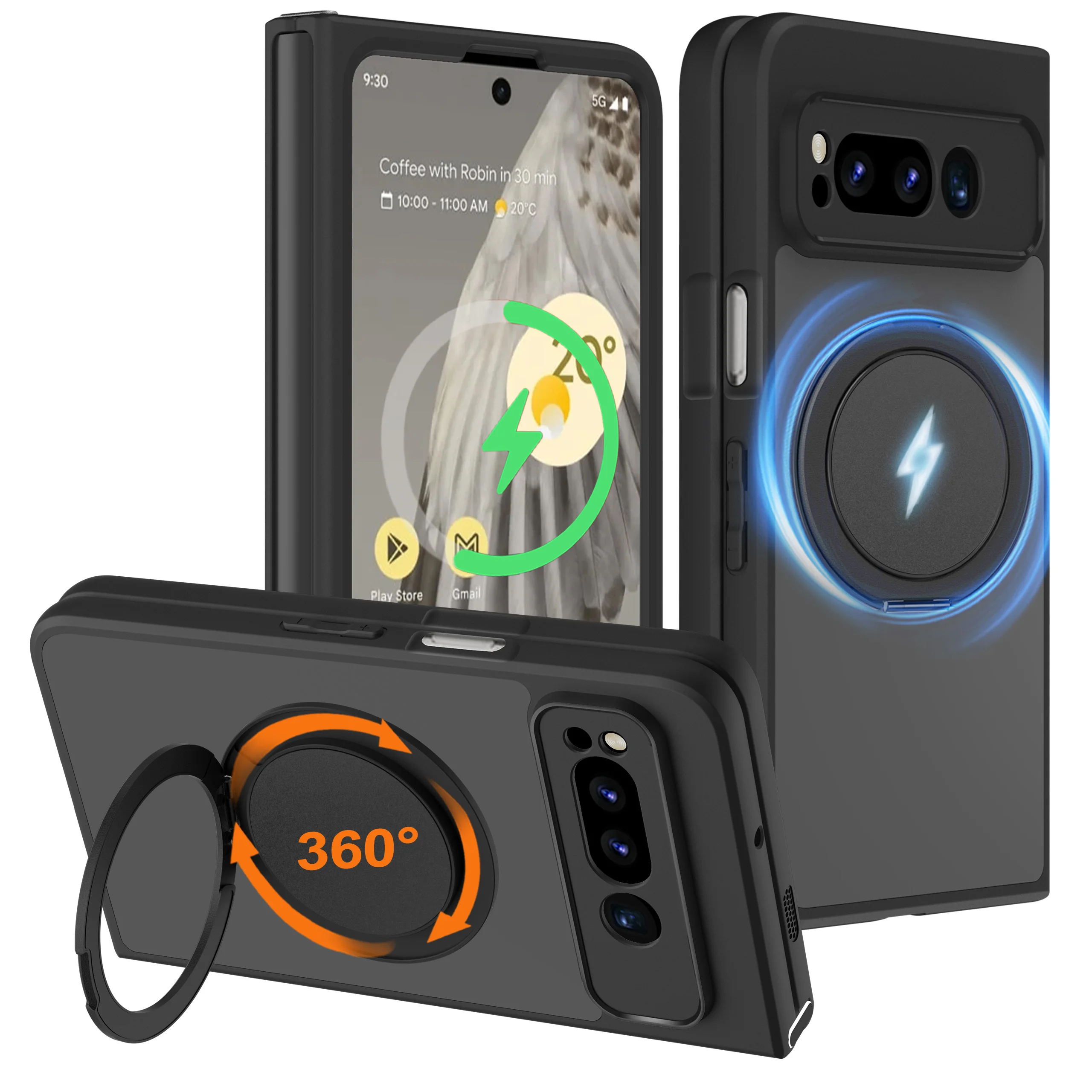 

HARUINO Case For Google Pixel Fold Magnetic Phone Case with Rotating Magnetic Bracket Lightweight Anti Drop Protective Cover