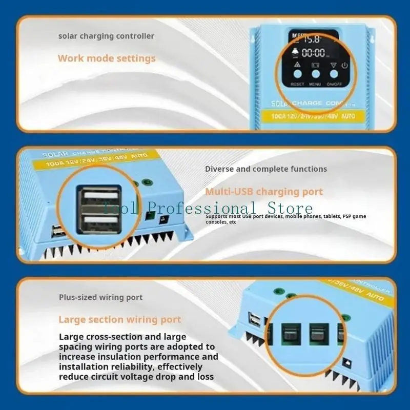 57QF Double USB Auto Solar Battery Regulator MPPT Solar Controller With Backlight Display for Electronic Device