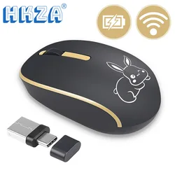 HKZA 2.4GHZ Type C Wireless Mouse USB C Mice for Macbook Pro USB Low Noise Ergonomic Computer Silent Mouse PC Laptop Accessories