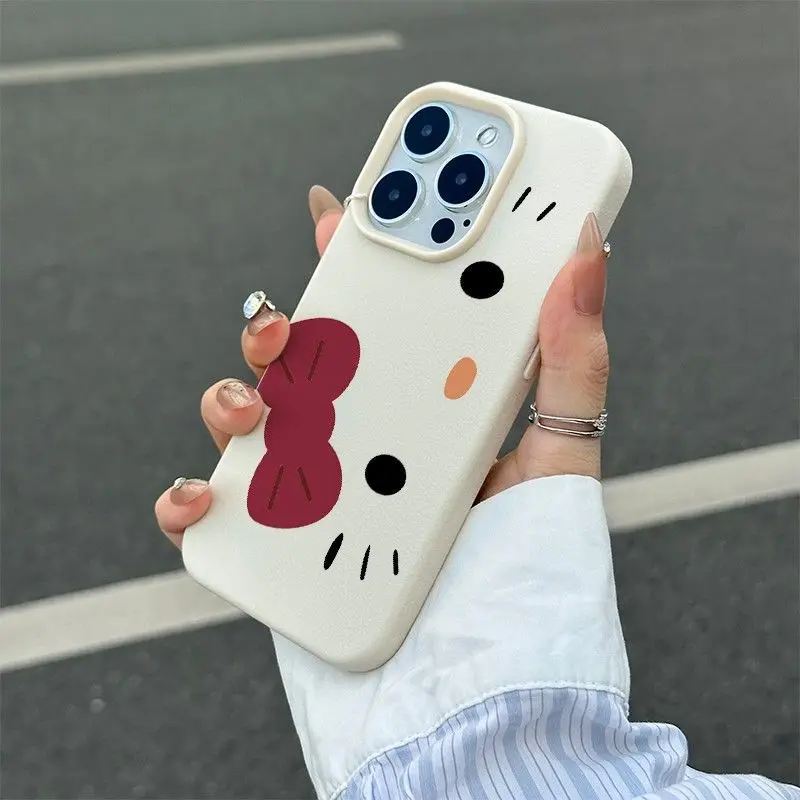 

Милый чехол для телефона Hello Kitty для iPhone 16 Pro Max, совместимый с iPhone 15 Pro 14 Plus 13, противоударный чехол с текстурой из мягкой кожи