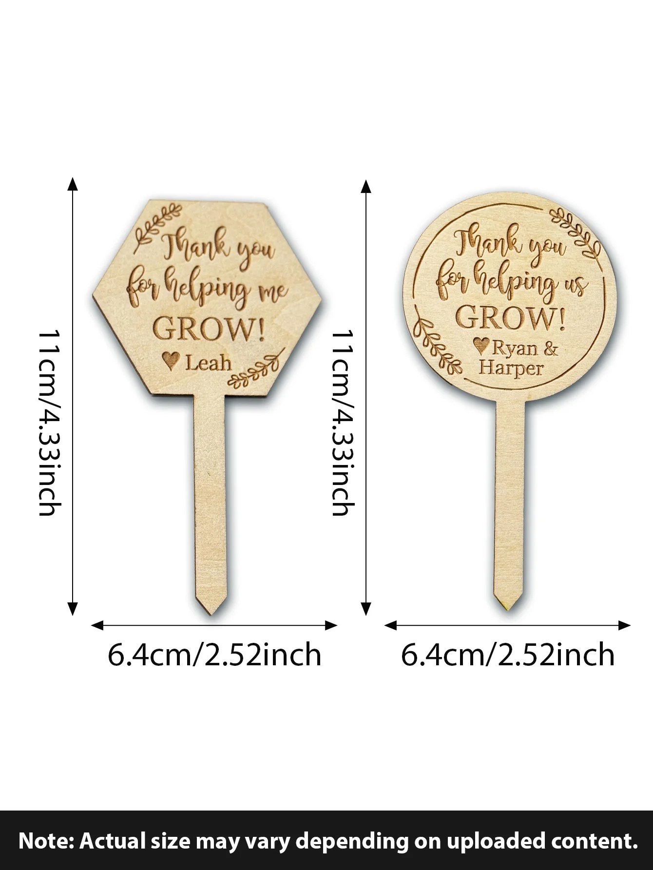 قطعة واحدة من علامة النباتات الخشبية المخصصة - اسم محفور شخصي، استخدام نبات بوعاء، نمط مريح، DIY، منقوش بالليزر، غار للاستخدام اليومي المثالي #6