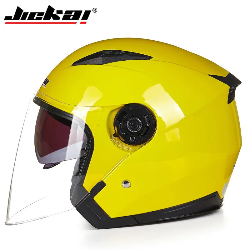 Casco de moto de carreras, capacete de cara abierta para motocicleta, vintage, con doble lente, JK-516