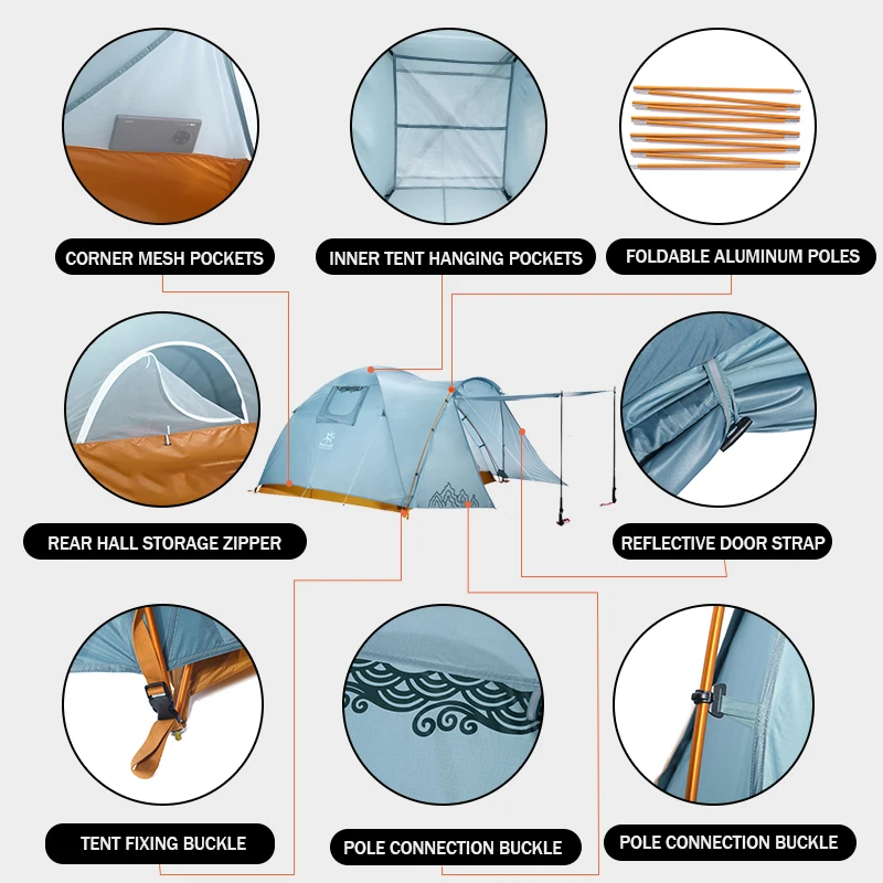 KAILAS STAR NIGHT III Hiking Tent Ultralight 3-4 Person Double Layer Windproof Outdoor Camping Waterproof Tourist Tent KT2203213