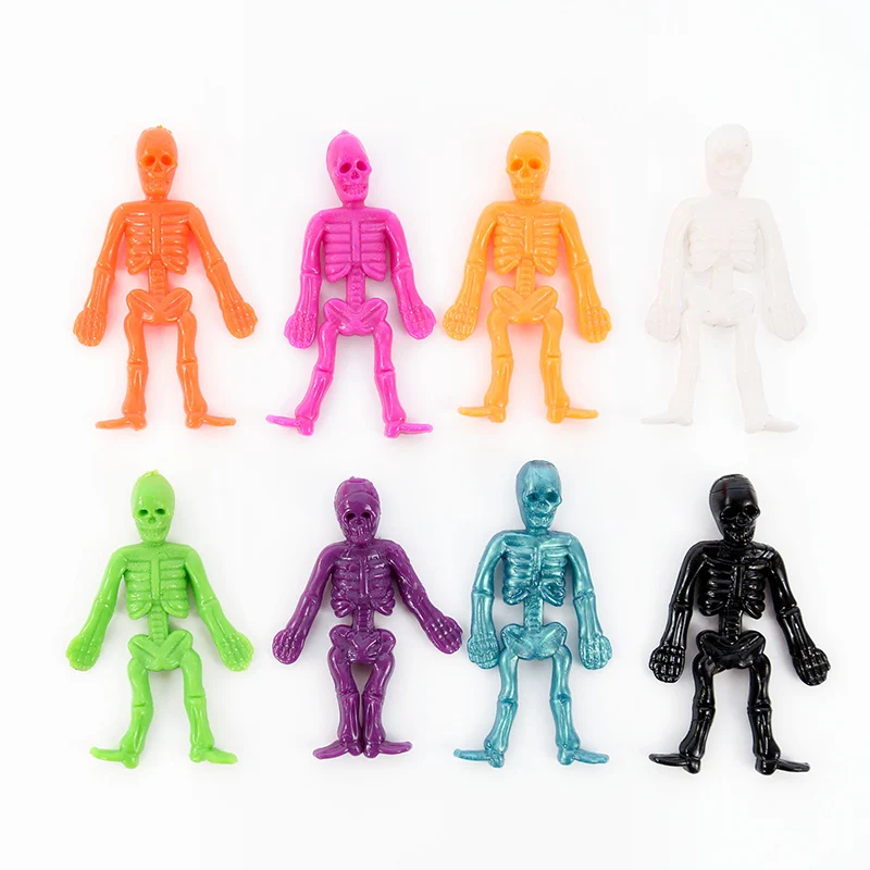 8/10pcs Stretchable Skeleton Man Party Favors For Kids TPR Soft Rubber Zombie Horror Doll Stress Relief Toy Halloween Gifts Toys