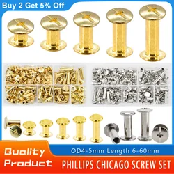 Brass Carbon/Stainless Steel Bookbinding Screw Leather Working Chicago Screw Kit Belt Wallet Photos DIY Screws Rivet Nuts Set