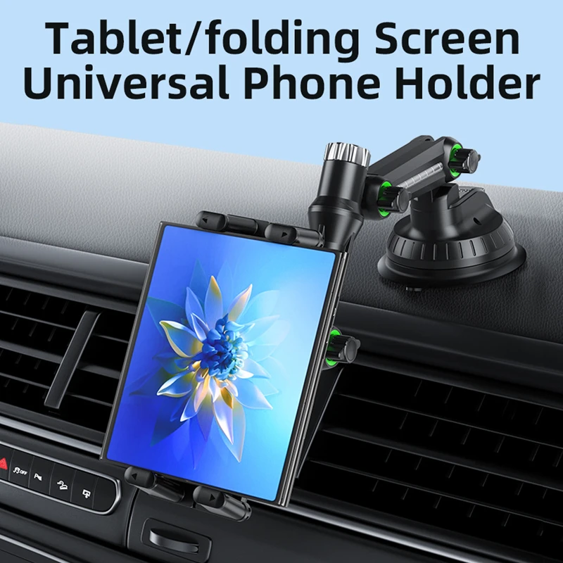 

Car Tablet/Folding Screen Universal Phone Holder 1260 Degree Adjustable Rotation Clamp Range 4.7-9.7In 2026 New