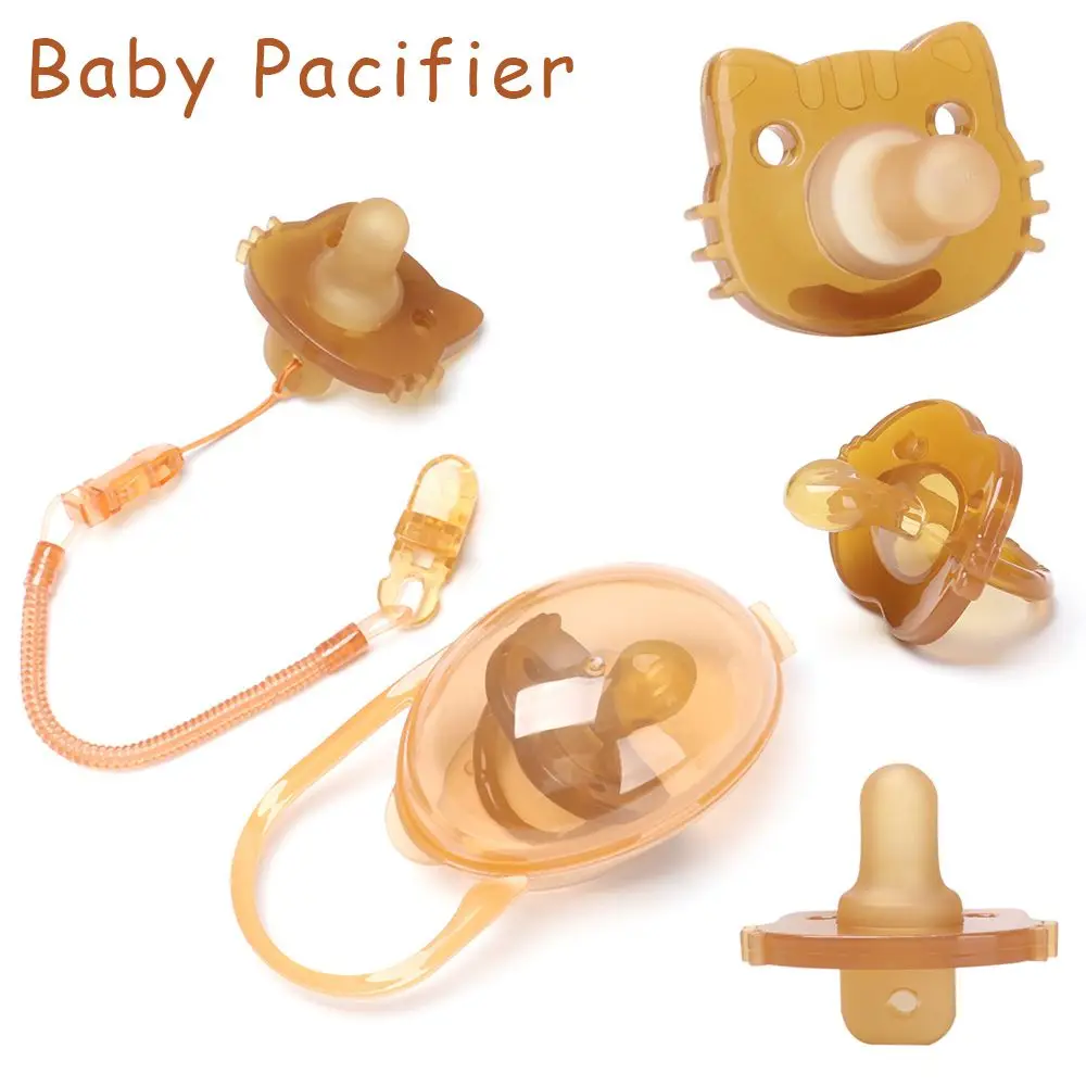 Silicone Pacifier Baby Pacifier Nipple Newborn Dummy Infant Round Nipple Soother Pacifier Teething Toys Pacifier Chain