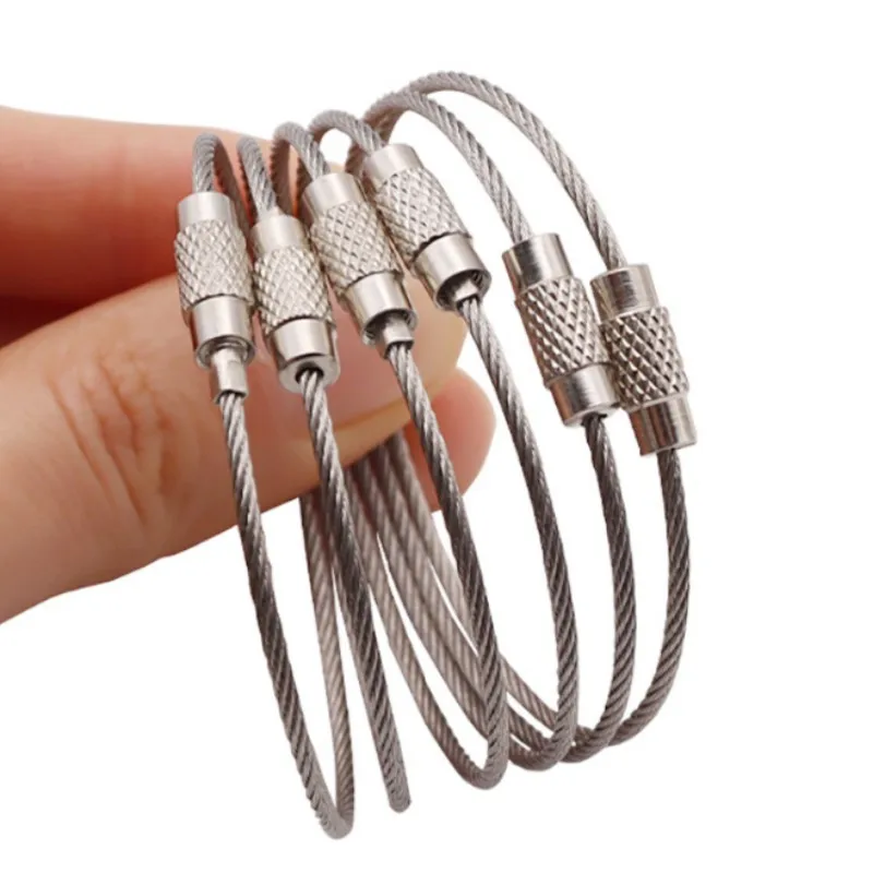 10Pcs Wire Rope Key Chain Stainless Steel Wire Keychain Carabiner Cable Key Ring Outdoor Hiking image 5