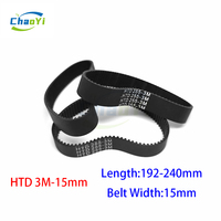 HTD 3M Closed Loop Rubber Timing Belt Pitch Length 192 195 198 201 204 207 210 213 225 228 240mm Width 15mm 3M-201 3M-225 3M-228