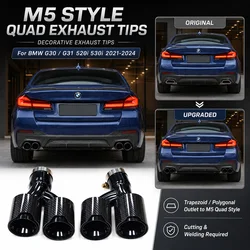 M5 Style Quad Exhaust Tips for BMW G30 G31 5 Series (2017-2024) | Stainless Steel Tailpipe for 520i 530i 540i M-Sport