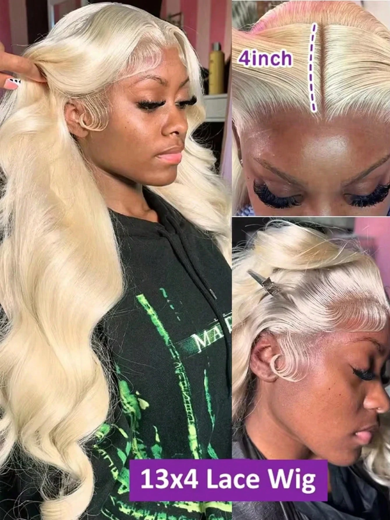 613 Human Hair Wig 13x6 Hd Lace Frontal 40 Inch Blonde Human Hair Wig 200 Density Pre Plucked BrazilianBody Wave Lace Front Wigs image 2