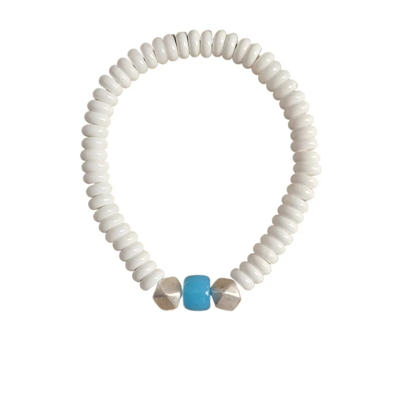 

White shell blue glazed bead bracelet men's and women's simple bracelet beach couple